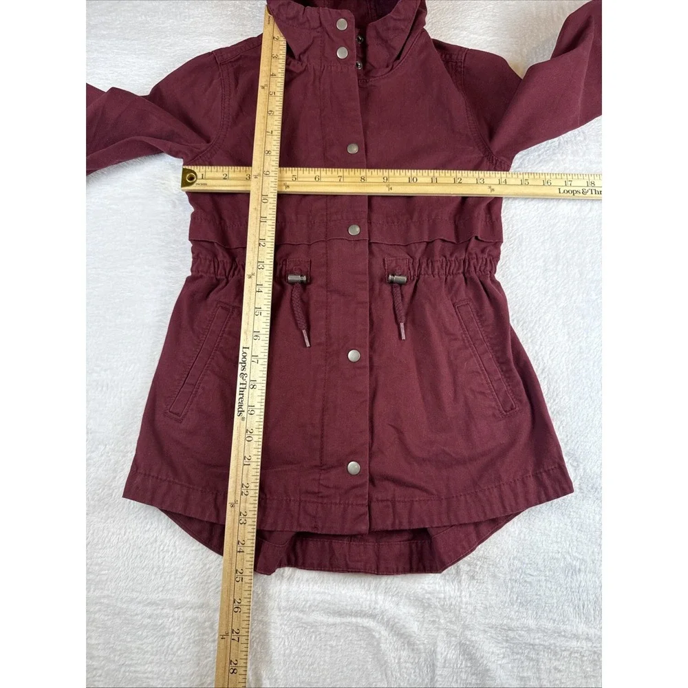 Old‎ Navy Hooded Scout Jacket Full Zip Snap Buttons Pockets Maroon Girls M (8)